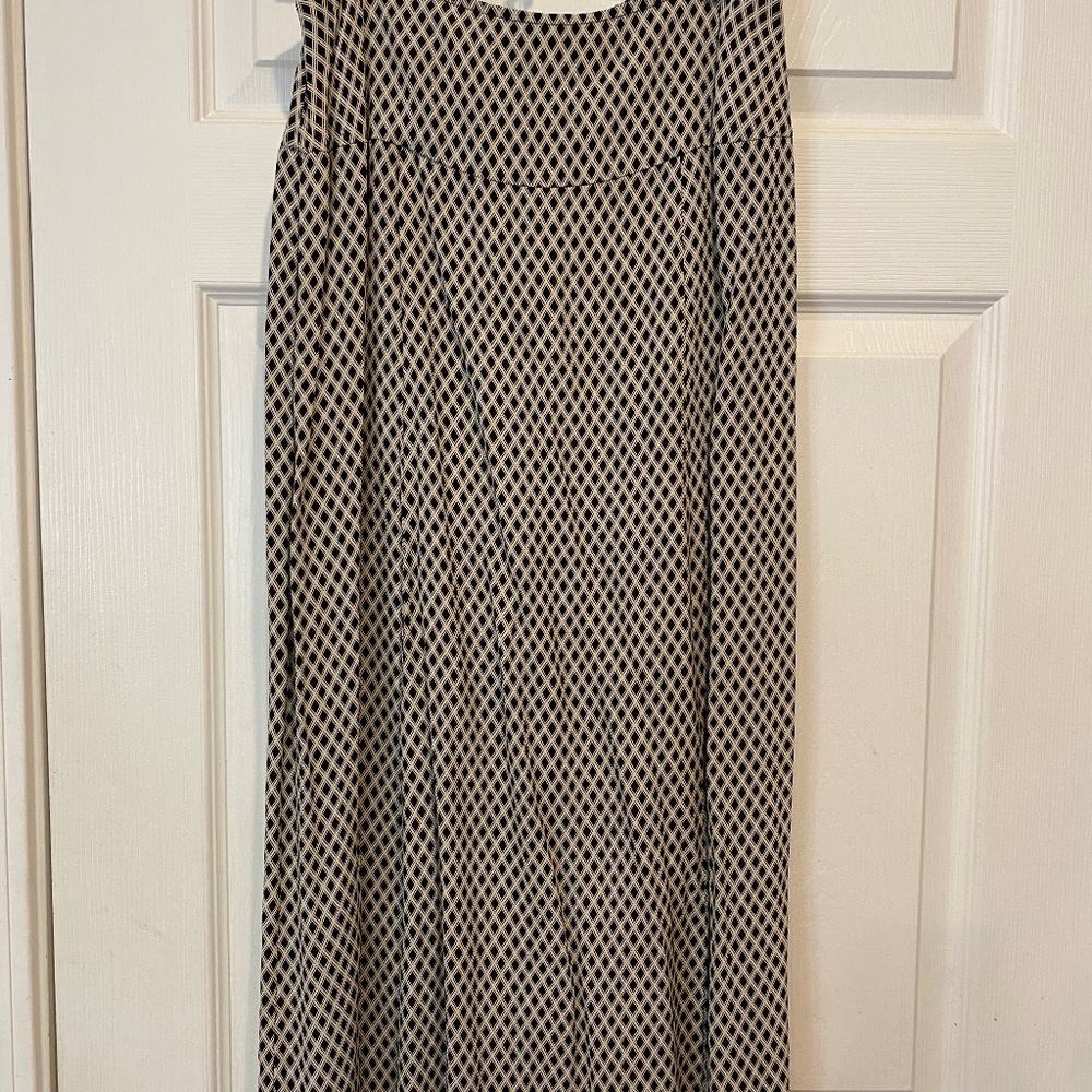Vintage Size XS Hanna Andersson Black and White Rayon Side-Zip Skirt